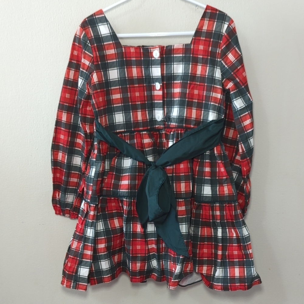 Girl August Plaid Christmas Dress Red Green White Long Sleeve Bow Girls Size 8 - Picture 6 of 6